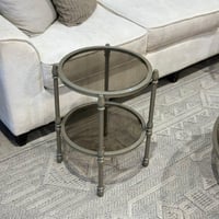 طقم طاولات ضيافة دورين حديد شمباني زجاج بني شفاف م...