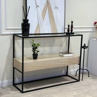 مدخل - كنسول دورين سطح زجاج شفاف مع بديل رخام