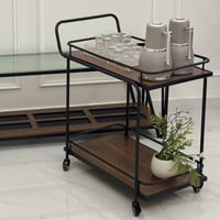 عربية تقديم دورين خشب بني - بتصميم فاخر وأنيق *ID