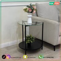 طاولة جانبية دورين زجاج وأسود بتصميم مدمج 50x50x60...
