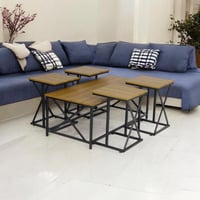 طقم طاولات ضيافة 5 قطع لون خشبي