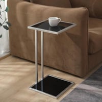 طاولة خدمة فضي قاعدة سطح سفلي زجاج أسود و سطح علوي...