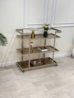 عربية تقديم ضيافة 3 دور شمباني سطح زجاج بني - بتصم...