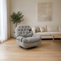 كرسي استرخاء قماش رمادي مع حامل جوال - بتصميم فاخر...