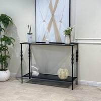 كونسول - مدخل حديد أسود زجاج أسود شفاف