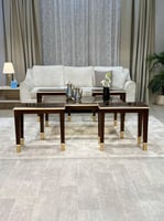 طقم طاولات ضيافة خشبي بسطح زجاجي شفاف – فخامة تليق...