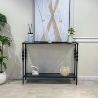 كونسول - مدخل حديد أسود زجاج أسود شفاف