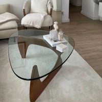 طاولة ضيافة نيو كلاسك قاعدة لون بني زجاج شفاف