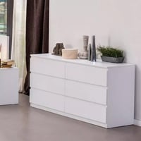 خزانة تخزين 6 أدراج باللون الأبيض