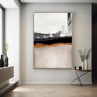 لوحة تجريدية مودرن أفقية وعناصر سوداء 80x120 سم