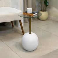 طاوله خدمه قزاز شفاف وعمود ذهبي