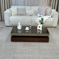 طقم طاولات ضيافة 7 قطع خشب سنديان بني مستطيل بسطح...