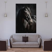 لوحة جدارية خيل أسود فخمة مودرن 80x120 سم