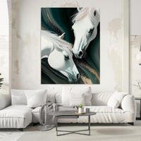 لوحة جدارية خيل عربية أبيض وبني مودرن 80x120 سم