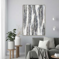 لوحة جدارية فن تجريدي تدرجات رمادية وفضية مودرن 80...