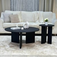 طقم طاولتين خشب سنديان لون أسود- بتصميم أنيق