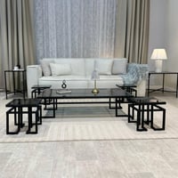 طقم طاولات ضيافة ارضي زجاج أسود