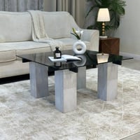 طقم طاولة ضيافة دورين سطح زجاج أسود مع بديل الرخام...