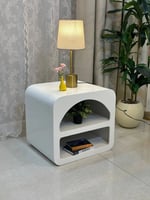 طاولة جانبية خشب أبيض 60x50x55 سم