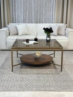 طقم طاولات ضيافة مع زاويتان جانبية سطح لون بنيTL