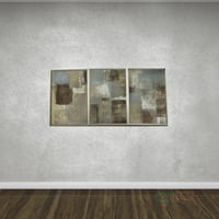 طقم لوحات جدارية تجريدي ترابي ذهبي 90x60 سم