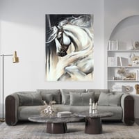 لوحة جدارية خيل أبيض فنية بلمسات مودرن 80x120 سم