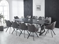 طاولة طعام سطح خشب رمادي 10 كراسي