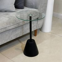 طاولة خدمة بقزاز شفاف قاعدة حديد أسود