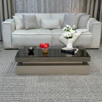 طقم طاولات ضيافة 7 قطع خشب سنديان فضي مستطيل بسطح...