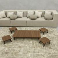 طقم طاولات أرضي 5 قطع خشب جوزي غامق مستطيل