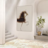 لوحة جدارية خيل فنية تجريدية بني وبيج 80x120 سم