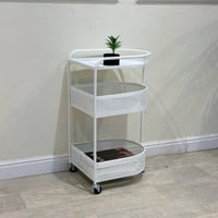 رف تخزين مطبخ 3 أدوار – حديد متين متحرك بكفرات