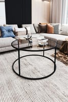 طاولة ضيافة حديد زجاج أسود 80x80x50 سمAB