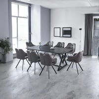 طاولة طعام سطح خشب رمادي 8 كراسي