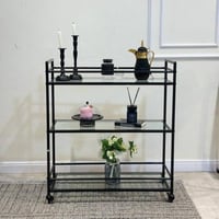 عربية تقديم حديد لون اسود زجاج شفاف