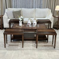 طقم طاولات ضيافة قشرة جوز الهند مع 4 خدمة