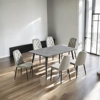 طاولة طعام سيراميك لون رمادي مع 6 كراسي
