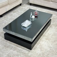 طقم طاولات ضيافة 5 قطع خشب سنديان أسود مستطيل بسطح...