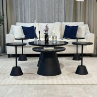 طقم طاولات ضيافة خشب أسود مع 4 خدمةAB