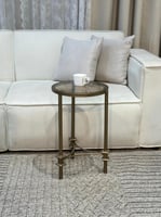 طقم طاولات ضيافة مع زاويتان جانبية سطح لون بنيTL