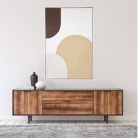 لوحة جدارية تجريدية مودرن أقمشة مترابطة بيج 80x120...