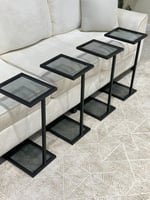 طقم طاولات خدمة سوداء زجاج أسود شفاف – 4 قطع بلمسة...