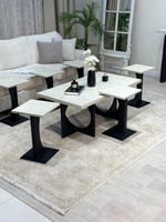طقم طاولات فاخر بسطح بديل الرخام 7 قطع #MK