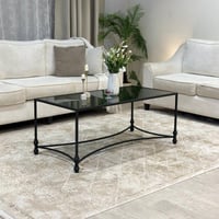 طقم طاولة تقديم مع 4 خدمة - تصميم زجاجي بإطار أسود...