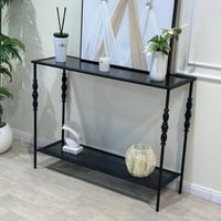 كونسول - مدخل حديد أسود زجاج أسود شفاف