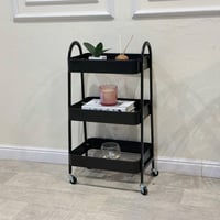 رف تخزين مطبخ 3 أدوار – حديد متين متحرك بكفرات