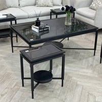 طقم طاولات ضيافة دورين سطح زجاج أسود