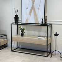 مدخل - كنسول دورين سطح زجاج شفاف مع بديل رخام