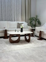 طقم طاولات فاخرة بسطح بديل رخام – تصميم أنيق مع 6...