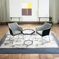 طقم كوفي أوتلت 3 قطع كرسيين جلد رمادي فاتح وطاولة...